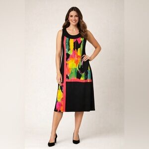 Picadilly • NWT $129 Women's Black Multicolor Abstract Dress